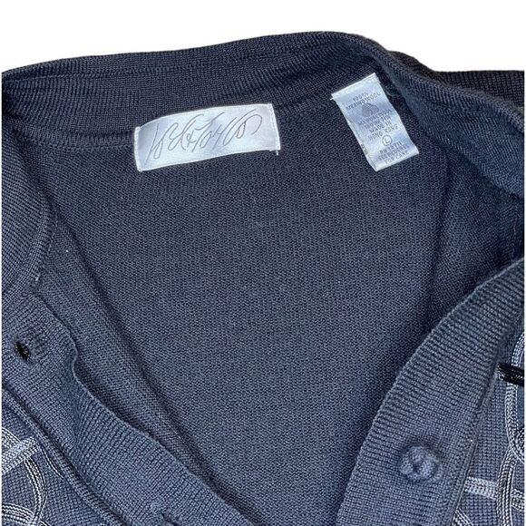 Black Merino Wool longline Jacket Cardigan - Lord & Taylor size Large - Picture 6 of 9